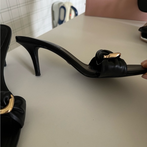 Zara Black and Gold Sandals Minimalist Design - Picture 2 of 2